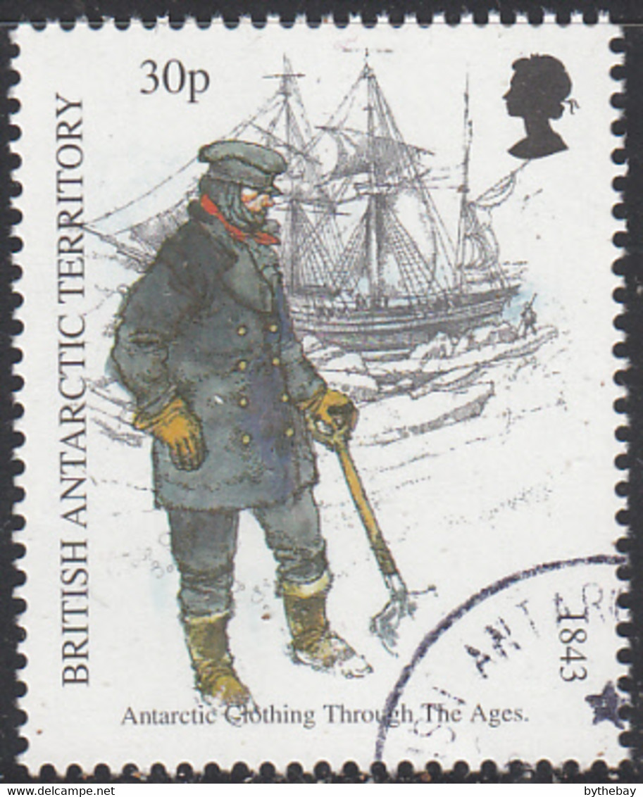 British Antarctic Territory 1998 Used Sc #259 30p Man Holding Shovel, Ship Antarctic Clothing - Usados