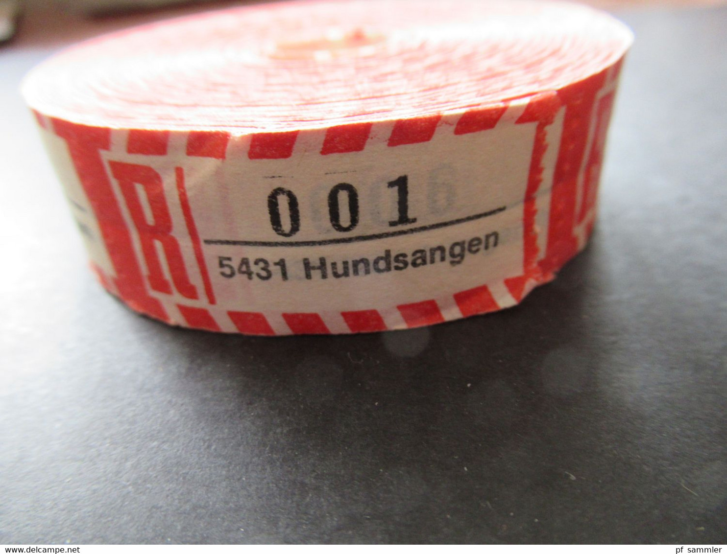 BRD Alte 4 Stellige PLZ 5431 Hundsangen R-Zettel Einschreibe Zettel Komplette Rolle Ab Nr. 001 - R- & V- Labels