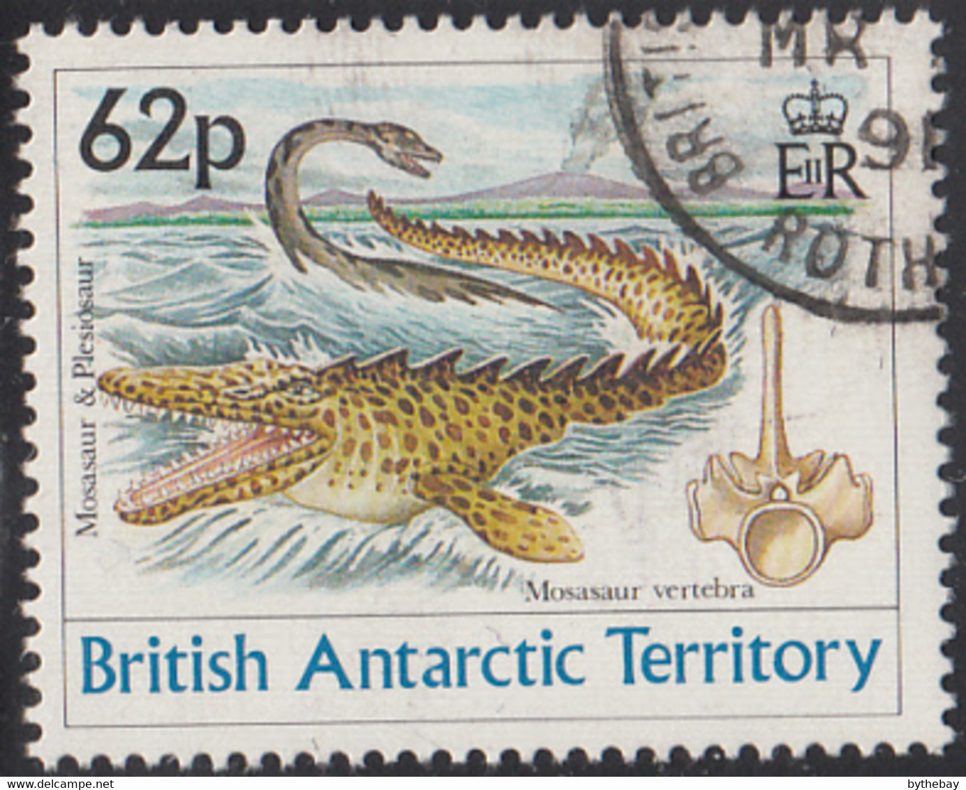 British Antarctic Territory 1991 Used Sc #175 62p Mosasaur, Plesiosaur - Usados