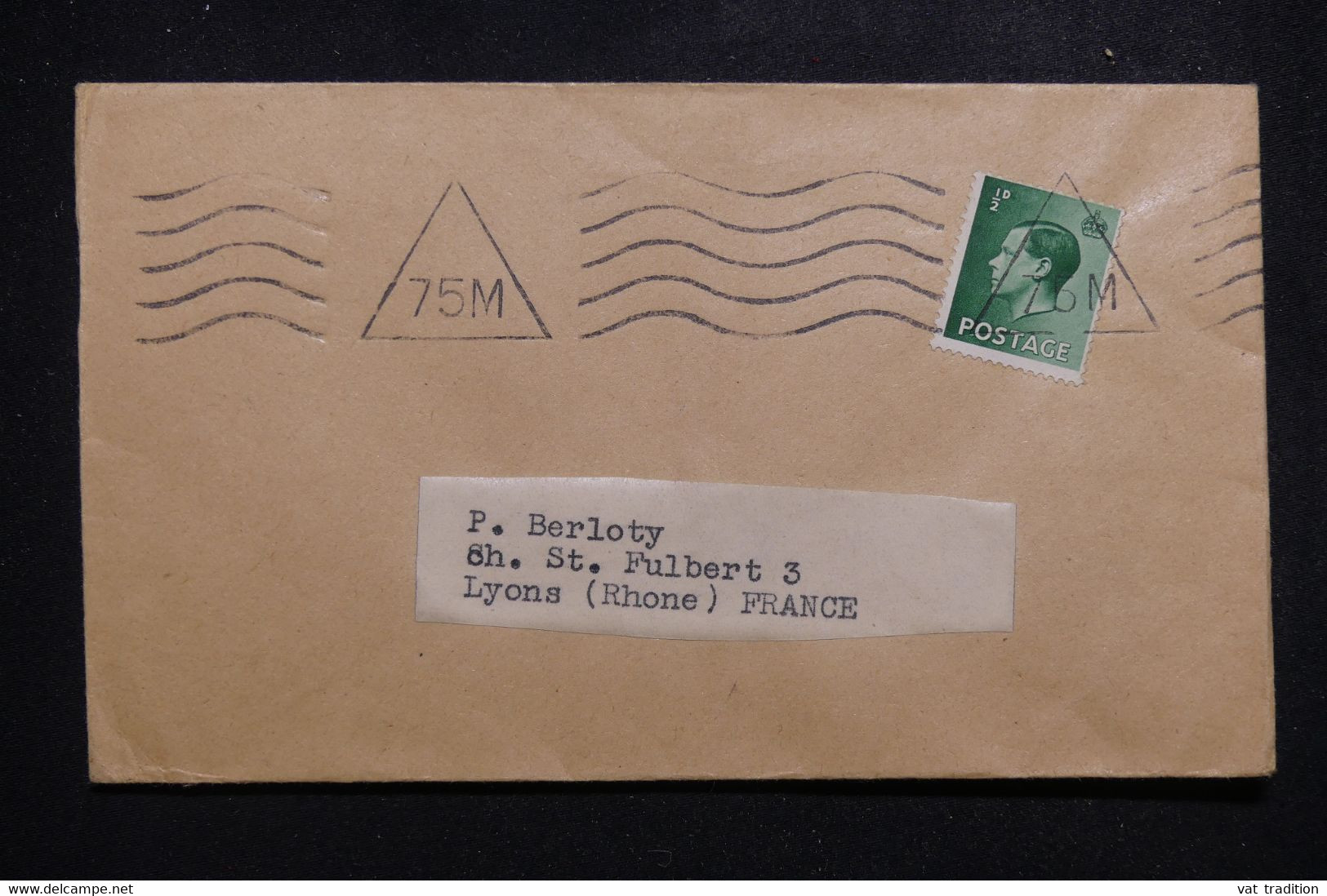 ROYAUME UNI - Affranchissement King Edward VIII  Sur Enveloppe Pour La France, Obli. Mécanique Triangle 75 M - L 97382 - Storia Postale