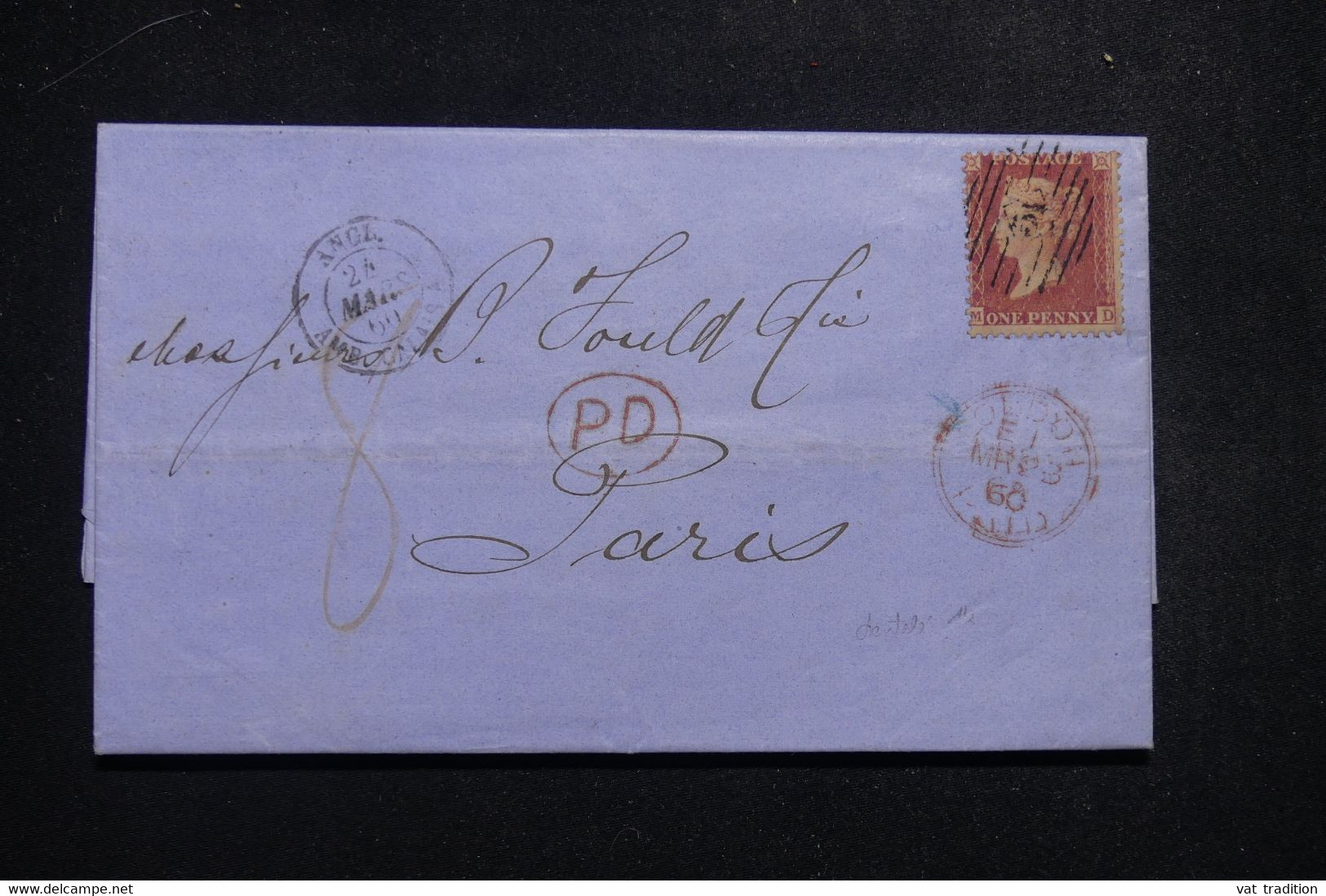 ROYAUME UNI - Lettre Pour Paris En 1860, Affranchissement Victoria - L 97384 - Covers & Documents
