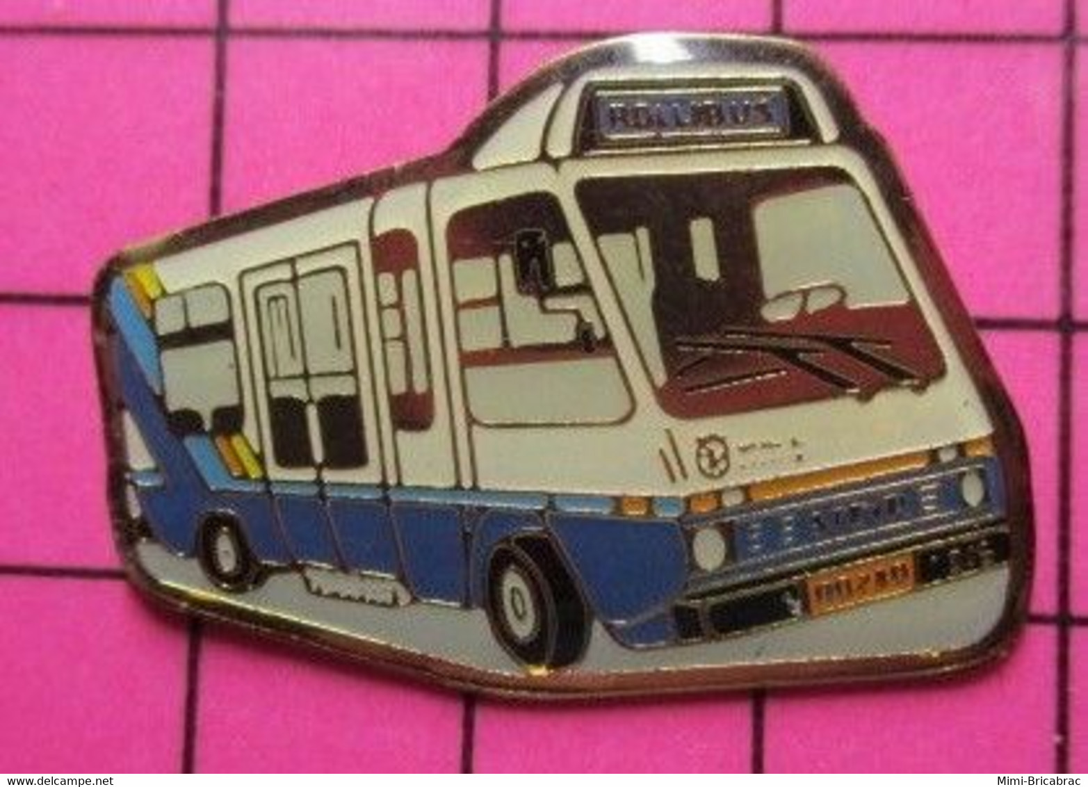 SP05 Pin's Pins / Beau Et Rare / THEME : TRANSPORTS / AUTOBUS URBAIN BLANC ET BLE ROLLIBUS ? - Transportation