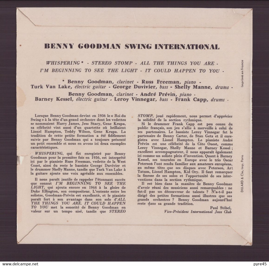 45 T Benny Goodman " Swing International " - Instrumental