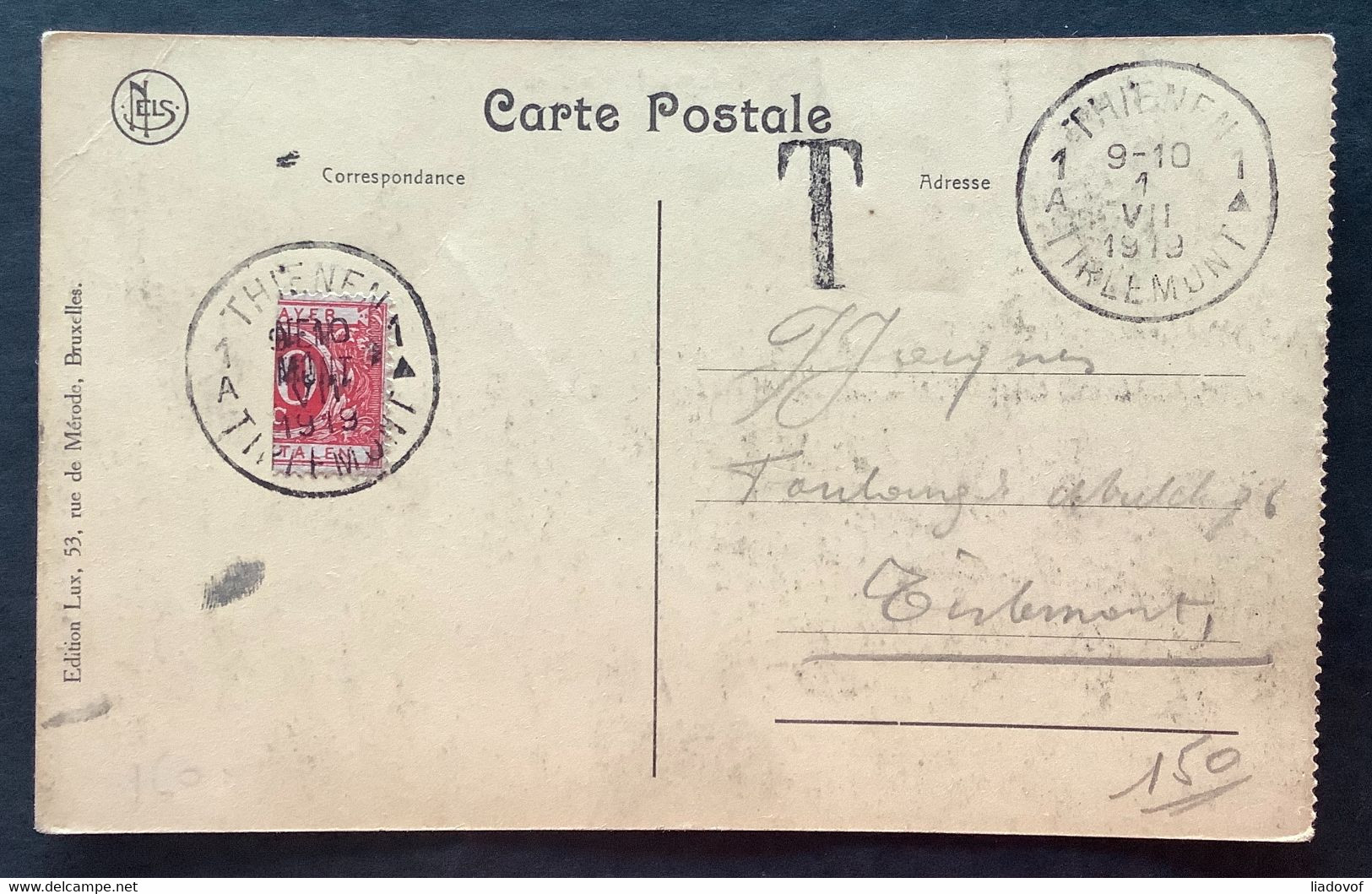 TX 10 C. (GEHALVEERD) THIENEN TIRLEMONT Op Postkaart - Briefe U. Dokumente