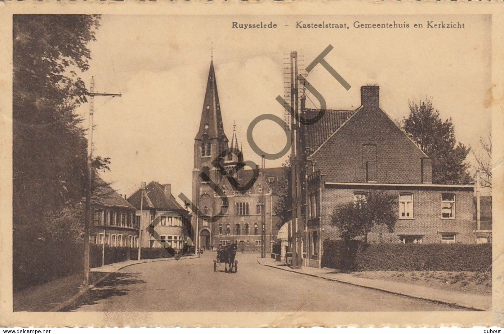Postkaart-Carte Postale RUISELEDE - Kasteelstraat, Gemeentehuis En Kerkzicht  (C639) - Ruiselede