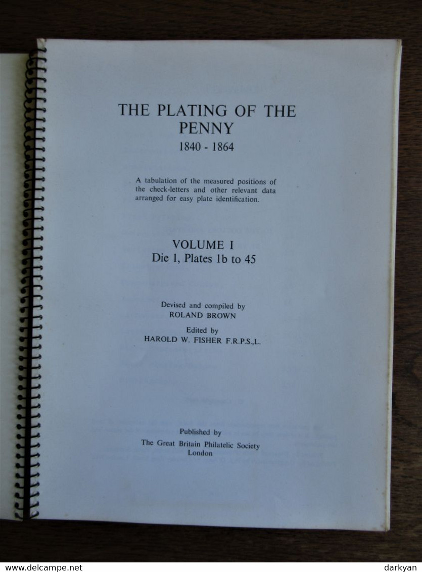 Queen Victoria, The Plating Of The Penny 1840-1864, Vol.1 Plates 1-45 Par Roland Brown - Other & Unclassified