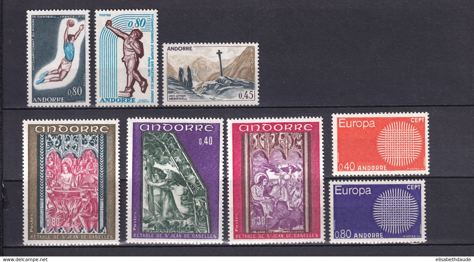 ANDORRE - ANNEE COMPLETE 1970 YVERT N° 201/208 ** MNH - COTE = 47.5 EUR. - - Annate Complete