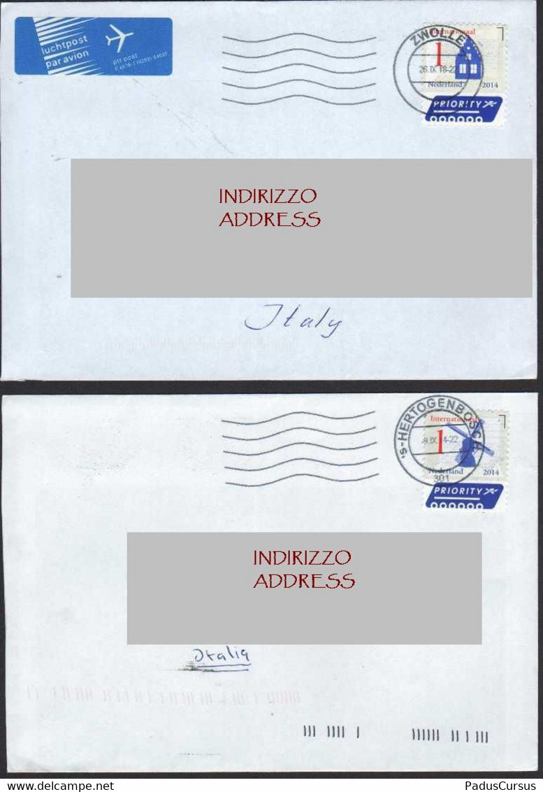 Netherlands Italia 's Hertogenbosc Zwolle Rotterdam Nieuwegein Home Mill Casa Mulino Maison Moulin LET00076 - Storia Postale