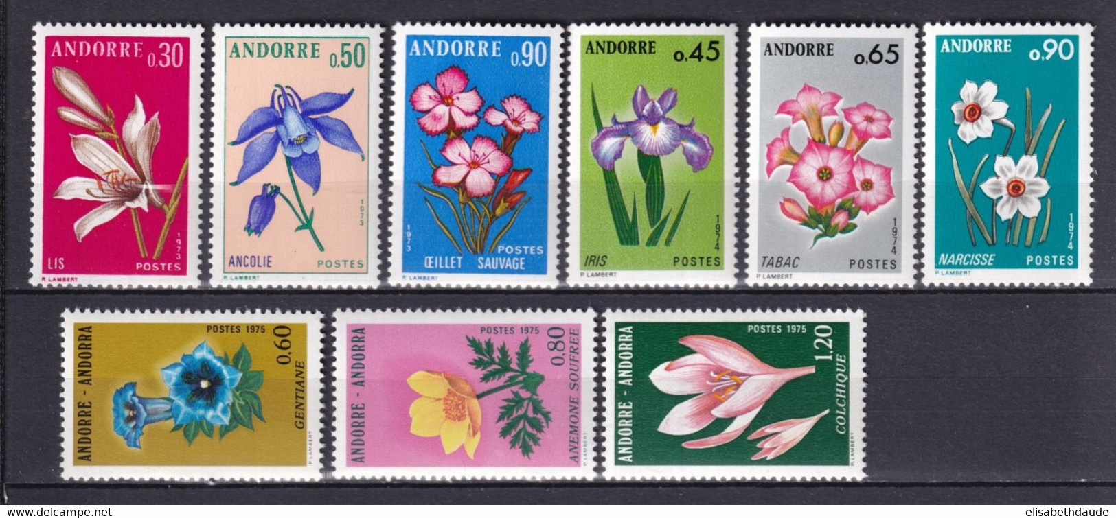 ANDORRE - 1973/75 - SERIES COMPLETES FLEURS - YVERT N° 229/31+234/6+245/7 ** MNH - - Nuevos