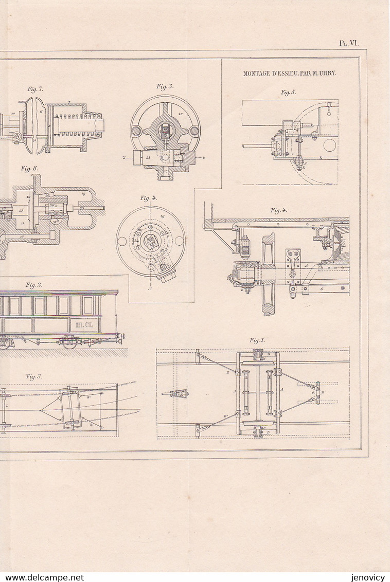 CHEMIN DE FER PLAN FREINS M.WESTINGHOUSE,MONTAGE ESSIEU M.UHRY  REF 71091 - Autres Plans