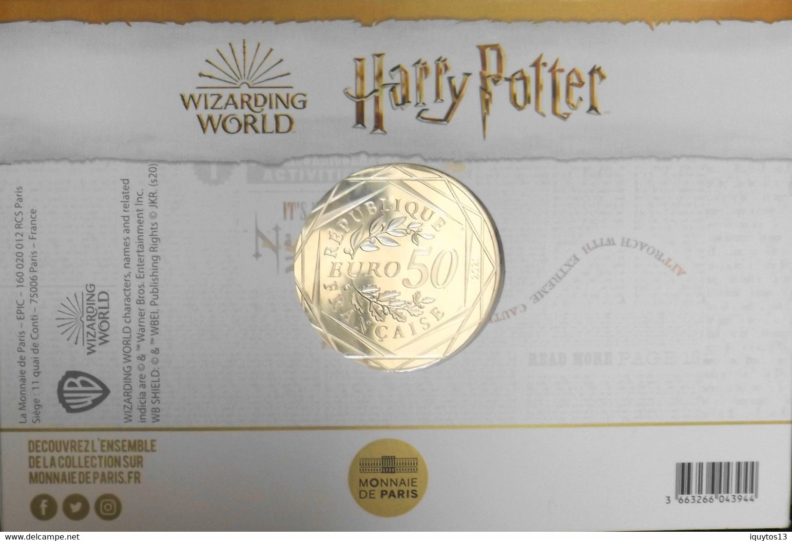 Fr. - HARRY POTTER - Pièce De 50 Euro Argent 900 Millièmes 41gr - CHATEAU De POUDLARD - Neuve Sous Blister - Francia