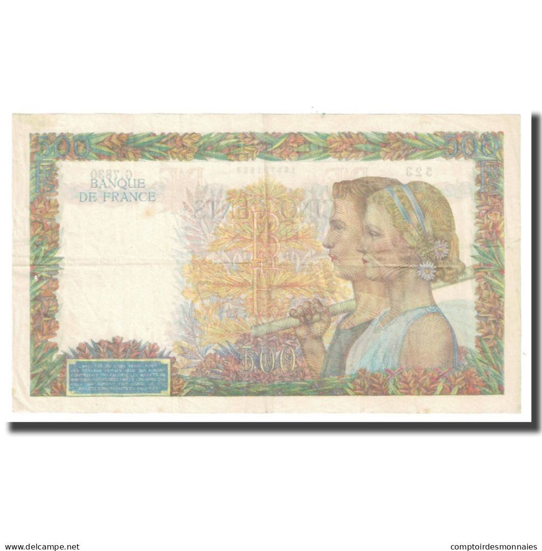France, 500 Francs, 1943, 1943-02-25, TTB+, Fayette:32.45, KM:95b - 500 F 1940-1944 ''La Paix''
