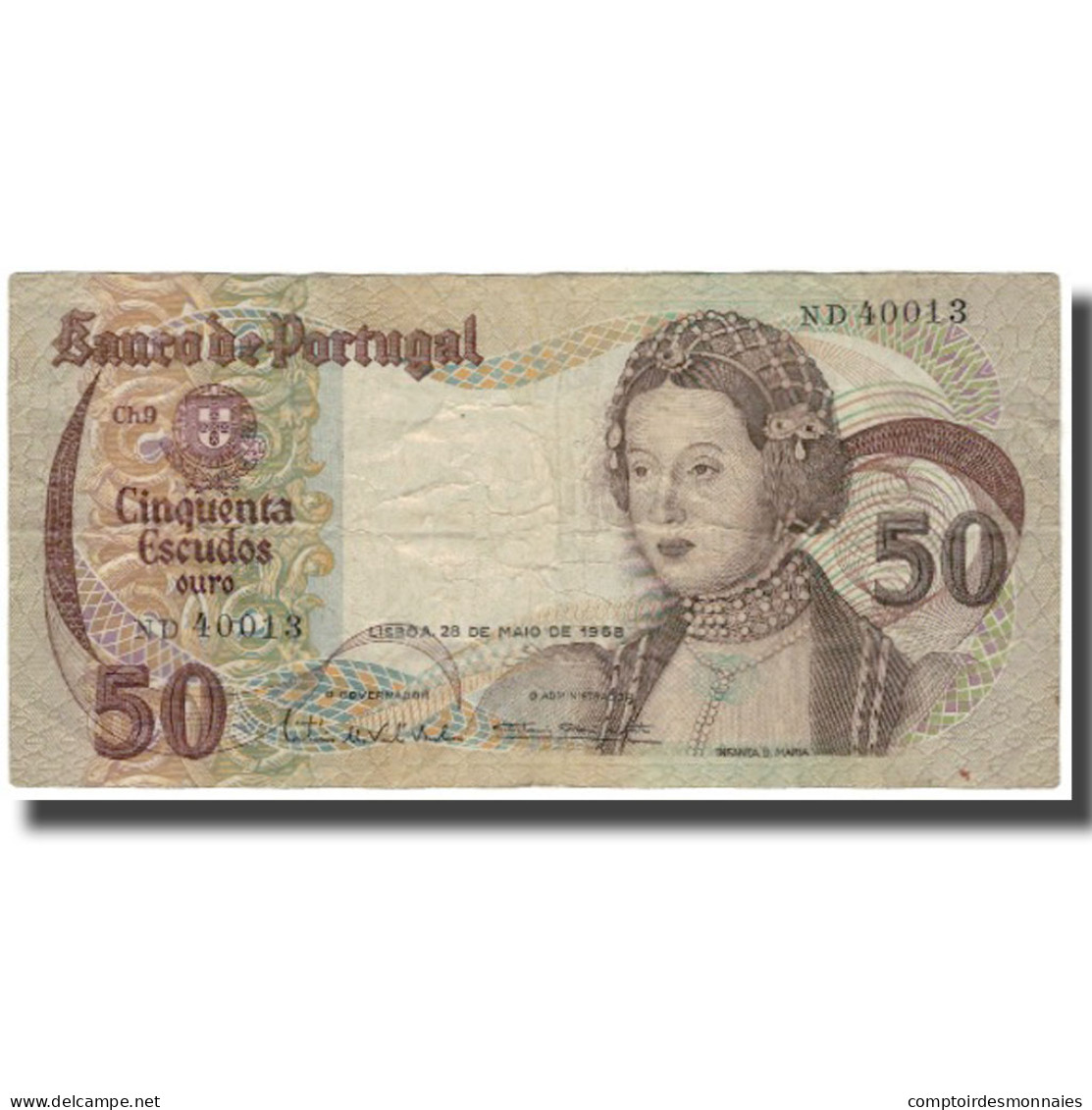 Billet, Portugal, 50 Escudos, 1968, 1968-05-28, KM:174b, TTB - Portugal