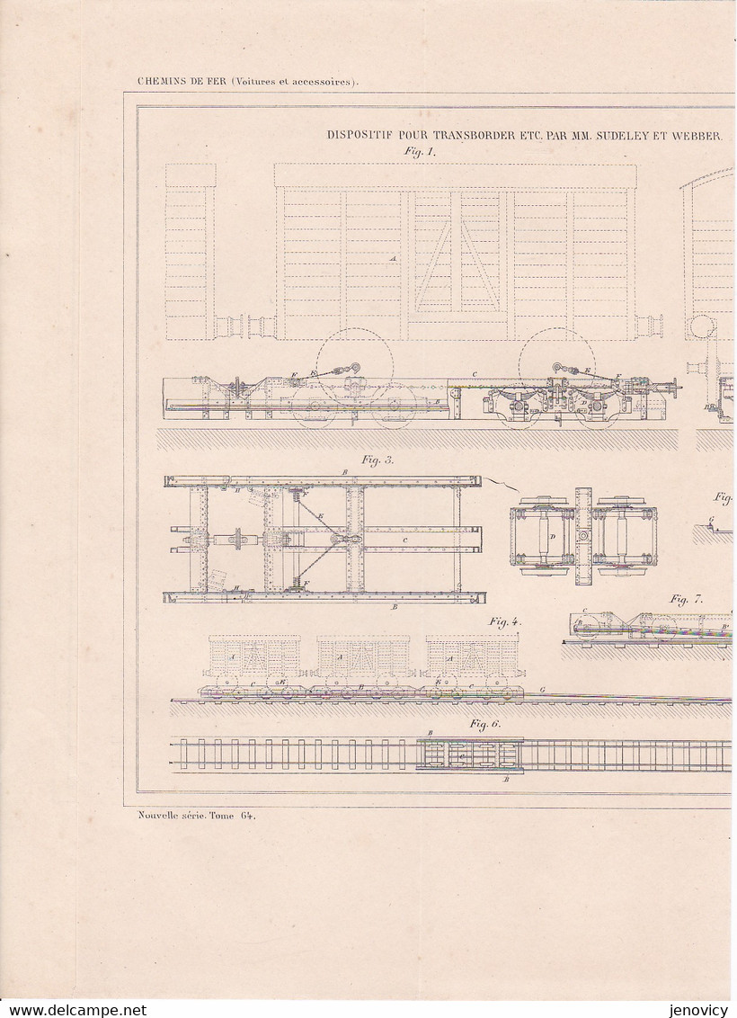 CHEMINS DE FER PLAN DISPOSITIF POUR TRANSBORDER ETC PAR MM.SUDELEY ET WEBBER,TRUC PAR M.CHEVALIER REF 71092 - Altri Disegni