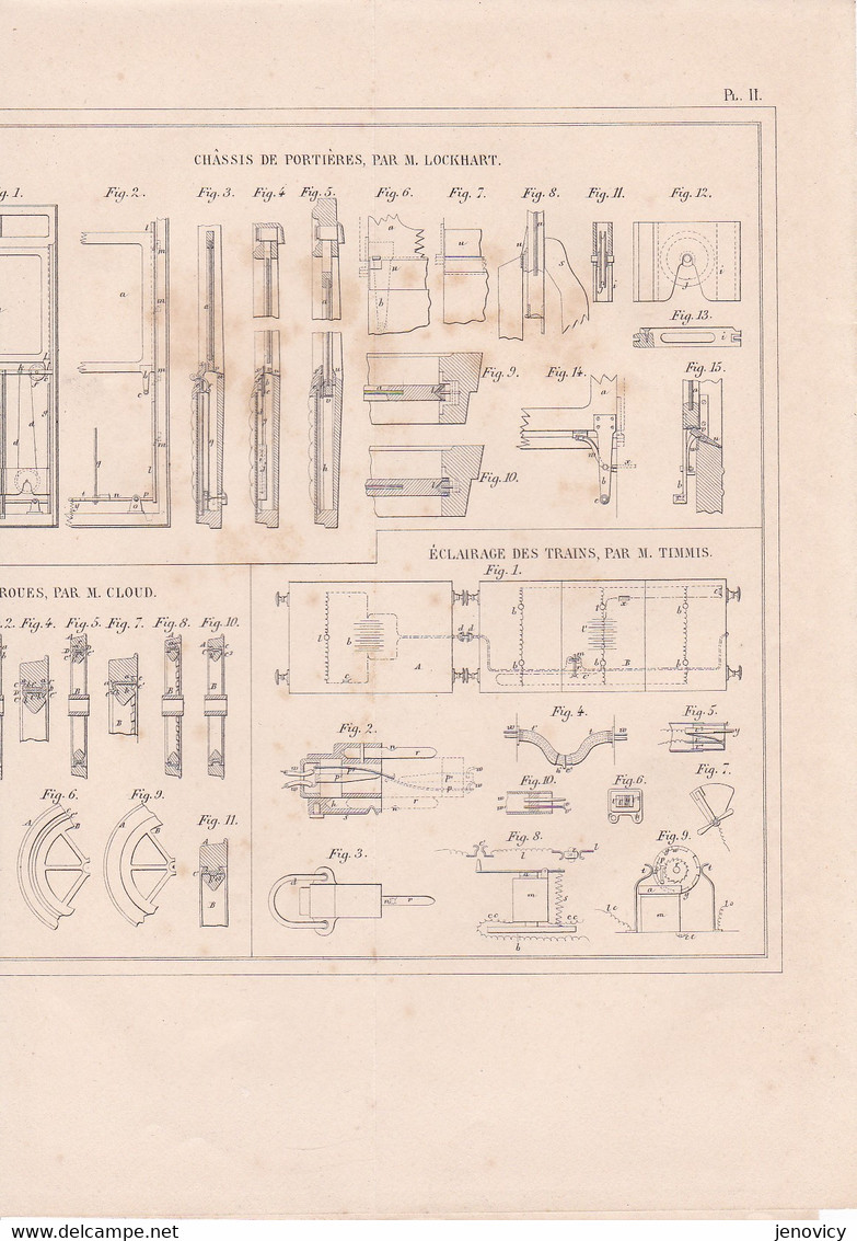 CHEMINS DE FER  PLAN ATTELAGE PAR.M.GUYOT ,ROUES PAR PECKHAM,CHASSIS DE PORTIERES PAR M.LOCKHART,ECLAIRAGE TIM REF 71095 - Other Plans