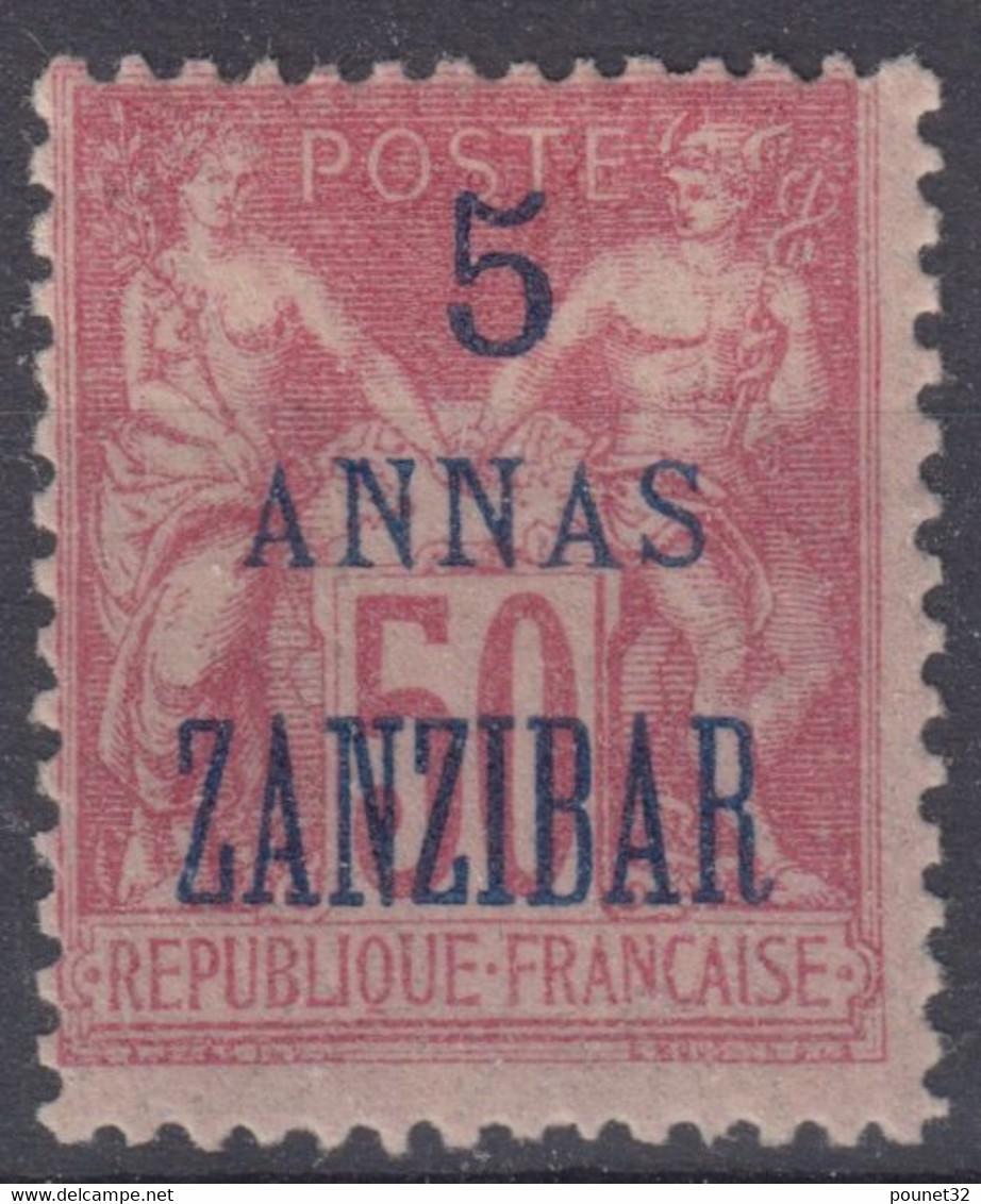 ZANZIBAR : SAGE 50c SURCHARGE 5 ANNAS N° 27 GOMME AVEC CHARNIERE - COTE 150 € - Nuevos