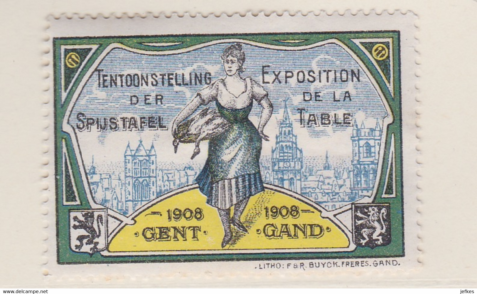 Gent 1908 Tentooonstelling Der Spijstafel  Vignette - Erinofilia [E]