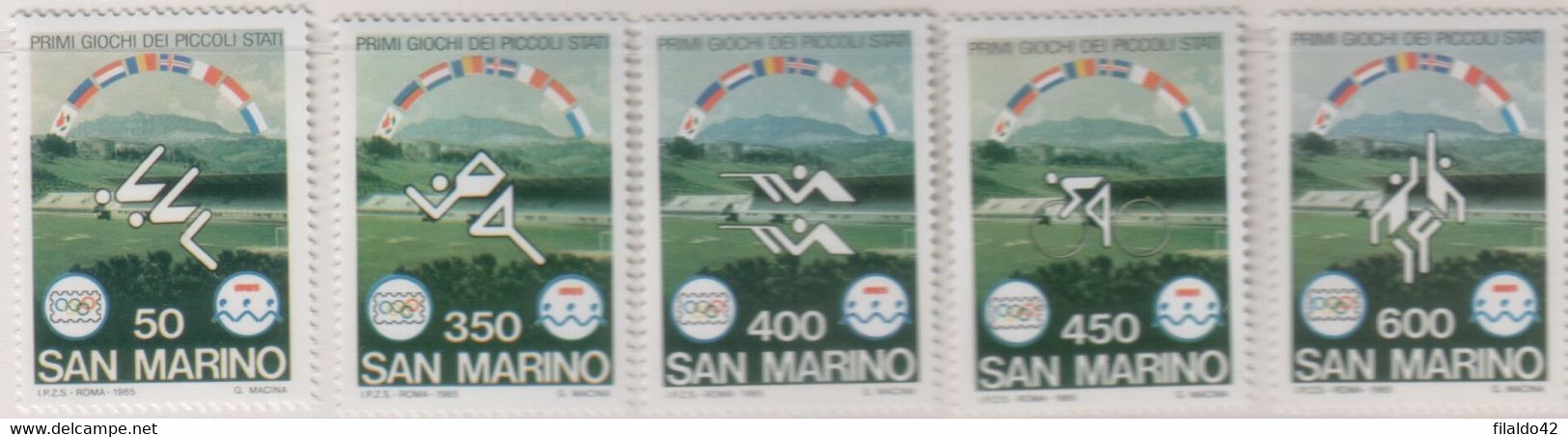 Idee Europee - 1985 San Marino "Giochi Dei Piccoli Stati" S. Cpl 5v + 1 Libretto MNH** (rif.1156/60 + L1 Cat. Unificato) - Idées Européennes