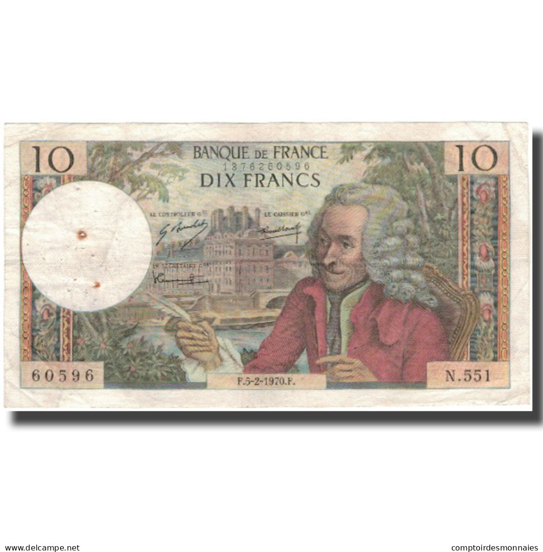 France, 10 Francs, Voltaire, 1970, 1970-02-05, TTB, KM:147c - 10 F 1963-1973 ''Voltaire''