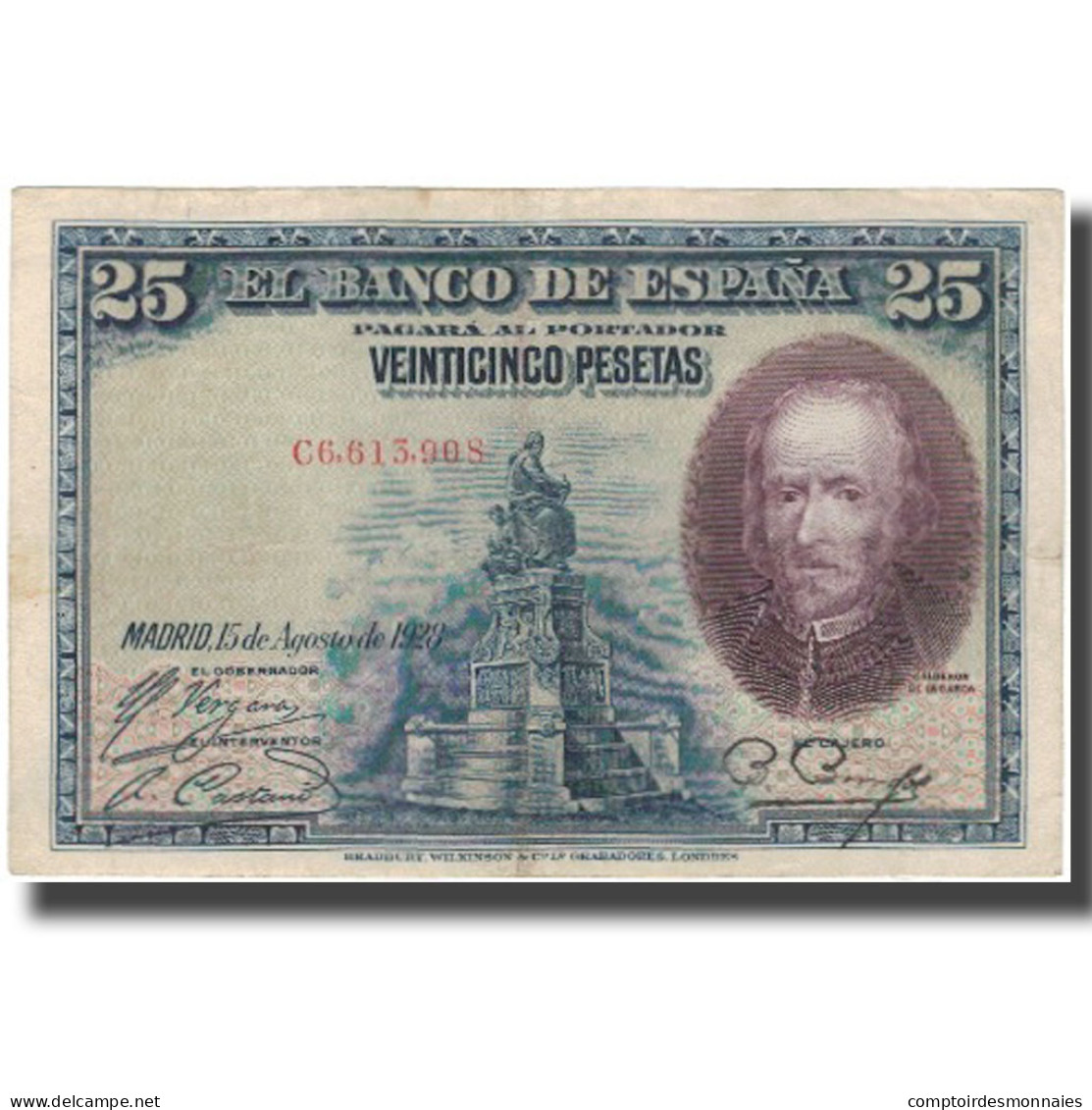 Billet, Espagne, 25 Pesetas, 1928, 1928-08-15, KM:74b, TTB - Andere & Zonder Classificatie