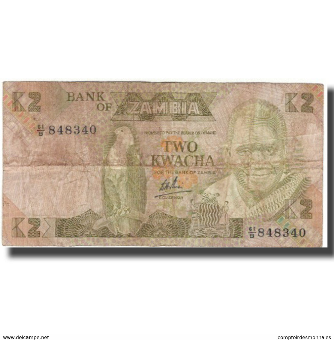 Billet, Zambie, 2 Kwacha, KM:24b, AB - Zambie