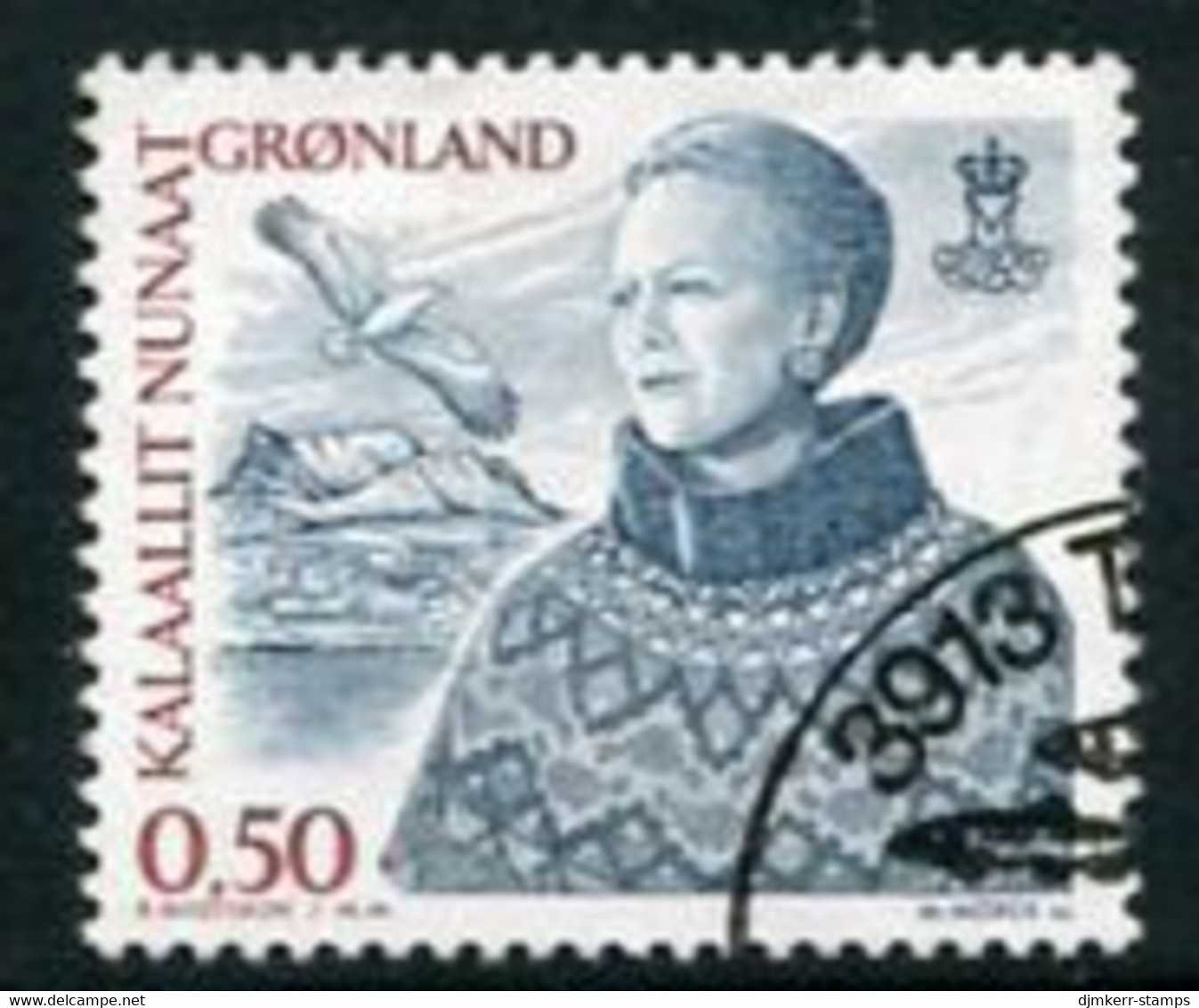 GREENLAND 2002 Definitive: Queen Margarethe 0.50 Kr. Used.  Michel 386 - Usados