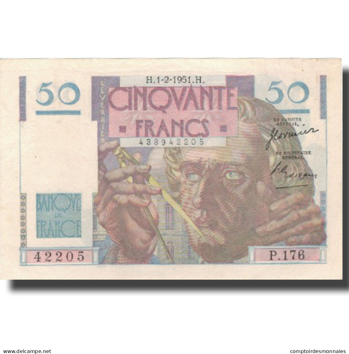 France, 50 Francs, Le Verrier, 1951, 1951-02-01, SUP+, Fayette:20.17, KM:127c - 50 F 1946-1951 ''Le Verrier''