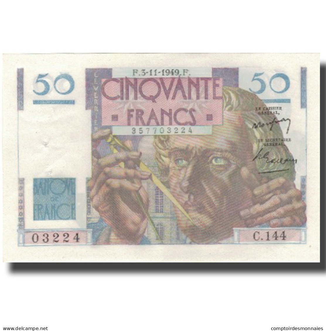 France, 50 Francs, Le Verrier, 1949, 1949-11-03, SPL, Fayette:20.13, KM:127b - 50 F 1946-1951 ''Le Verrier''