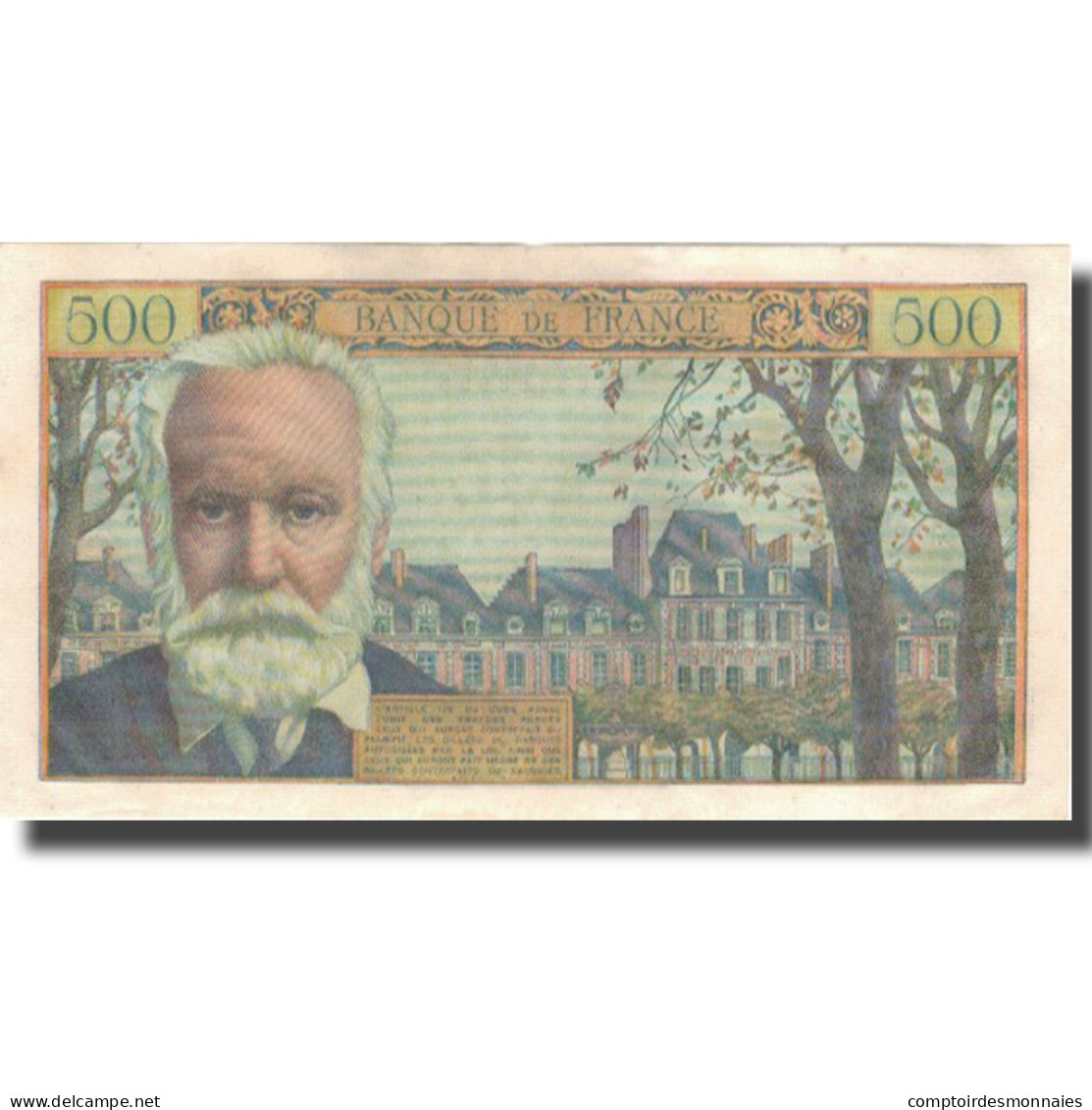 France, 500 Francs, Victor Hugo, 1958, 1958-10-30, SUP, Fayette:35.11, KM:133b - 500 F 1954-1958 ''Victor Hugo''