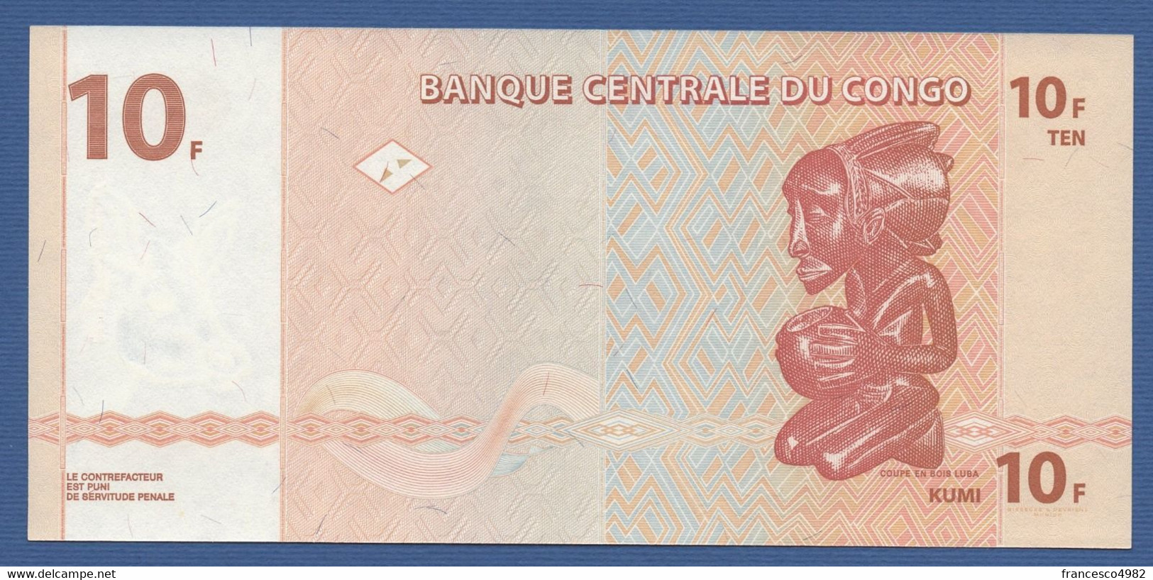 CONGO Democratic Republic - P.93 – 10 FRANCS 2003  UNC  Printer: Giesecke & Devrient, Germany - República Democrática Del Congo & Zaire