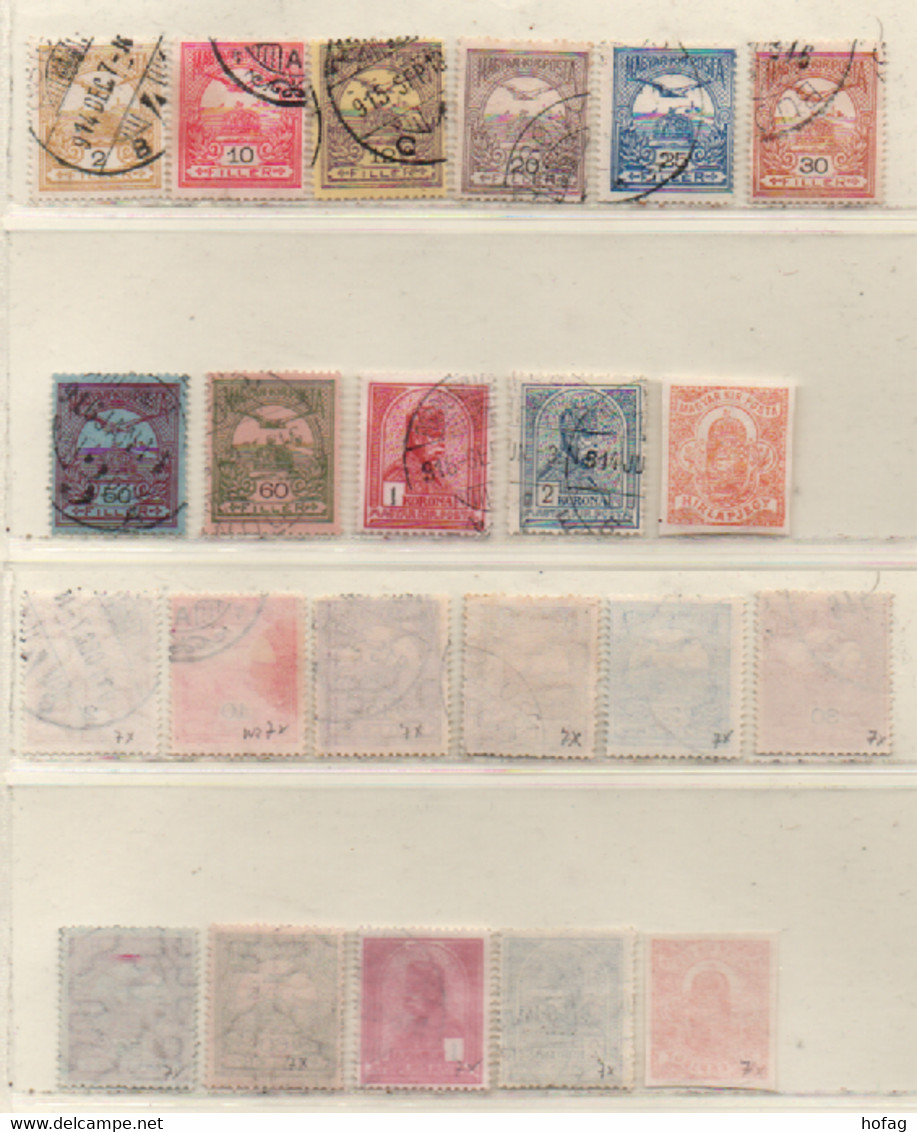 Ungarn 1913 MiNr 110x; 114/15x; 117x-119x; 121x; 123/24x 127x Turul Stephanskrone WZ 7x Gestempelt; Hungary Used - Altri & Non Classificati