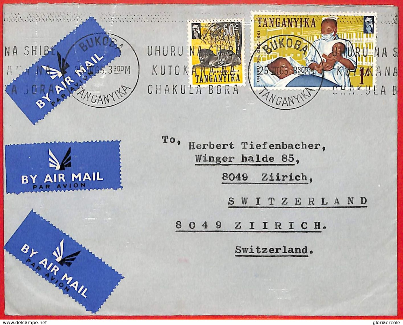 Aa2375 - TANGANIKA - POSTAL HISTORY - Airmail Cover To SWITZERLAND 1969 Medicine - Tanganyika (...-1932)