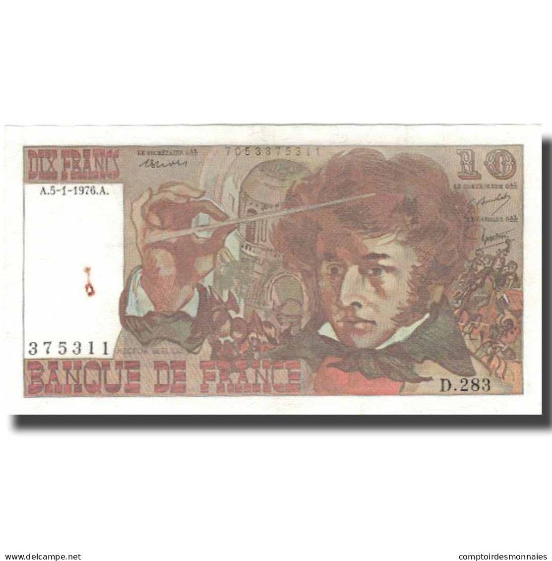 France, 10 Francs, Berlioz, 1976, 1976-07-01, SUP, Fayette:63.17.283, KM:150c - 10 F 1972-1978 ''Berlioz''