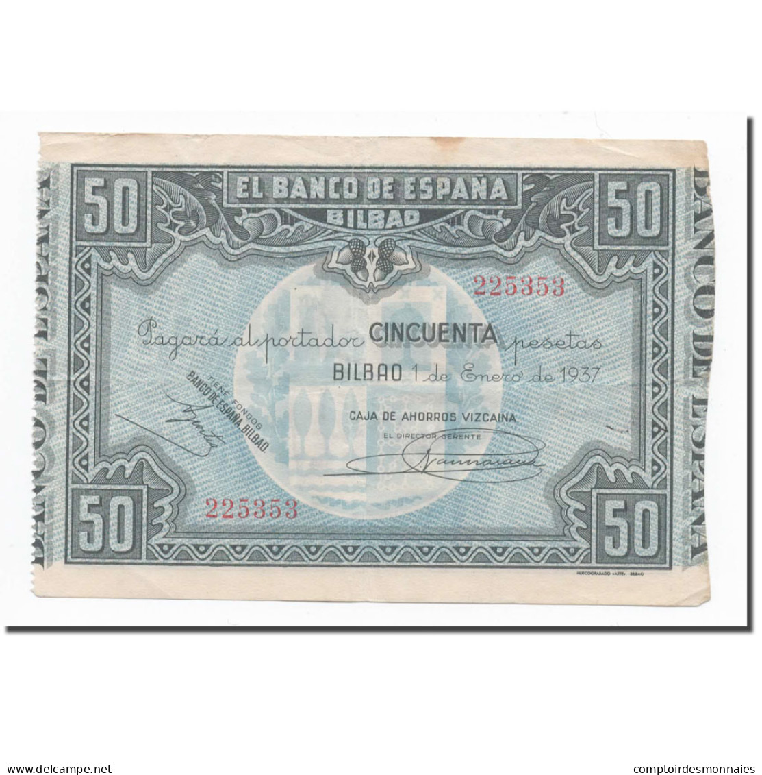 Billet, Espagne, 50 Pesetas, 1937, 1937-01-01, KM:S564, TTB - 50 Peseten