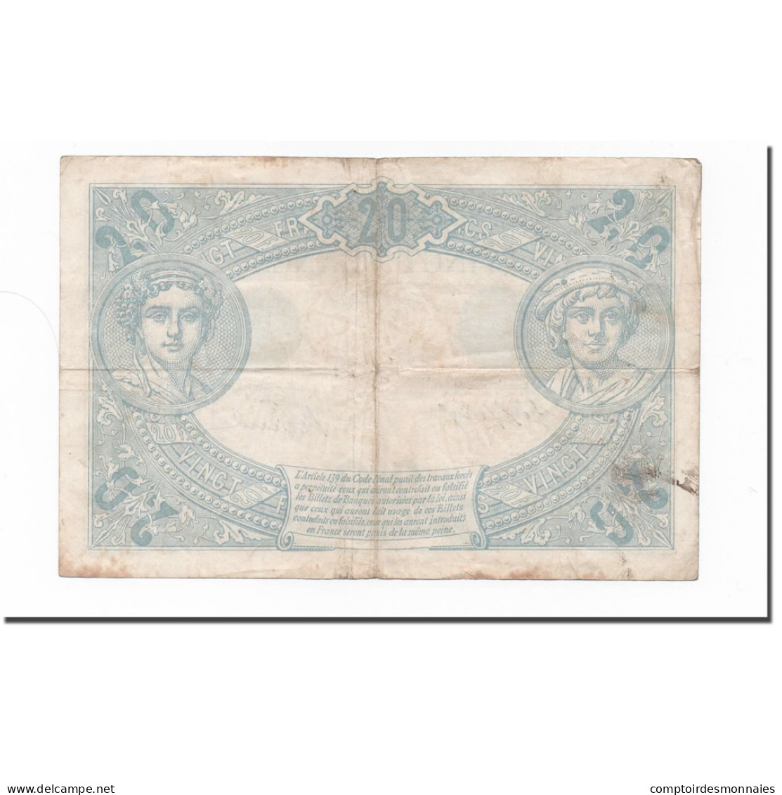 France, 20 Francs, Bleu, 1913, 1913-02-01, TB, Fayette:10.3, KM:68b - 20 F 1905-1913 ''Bleu''