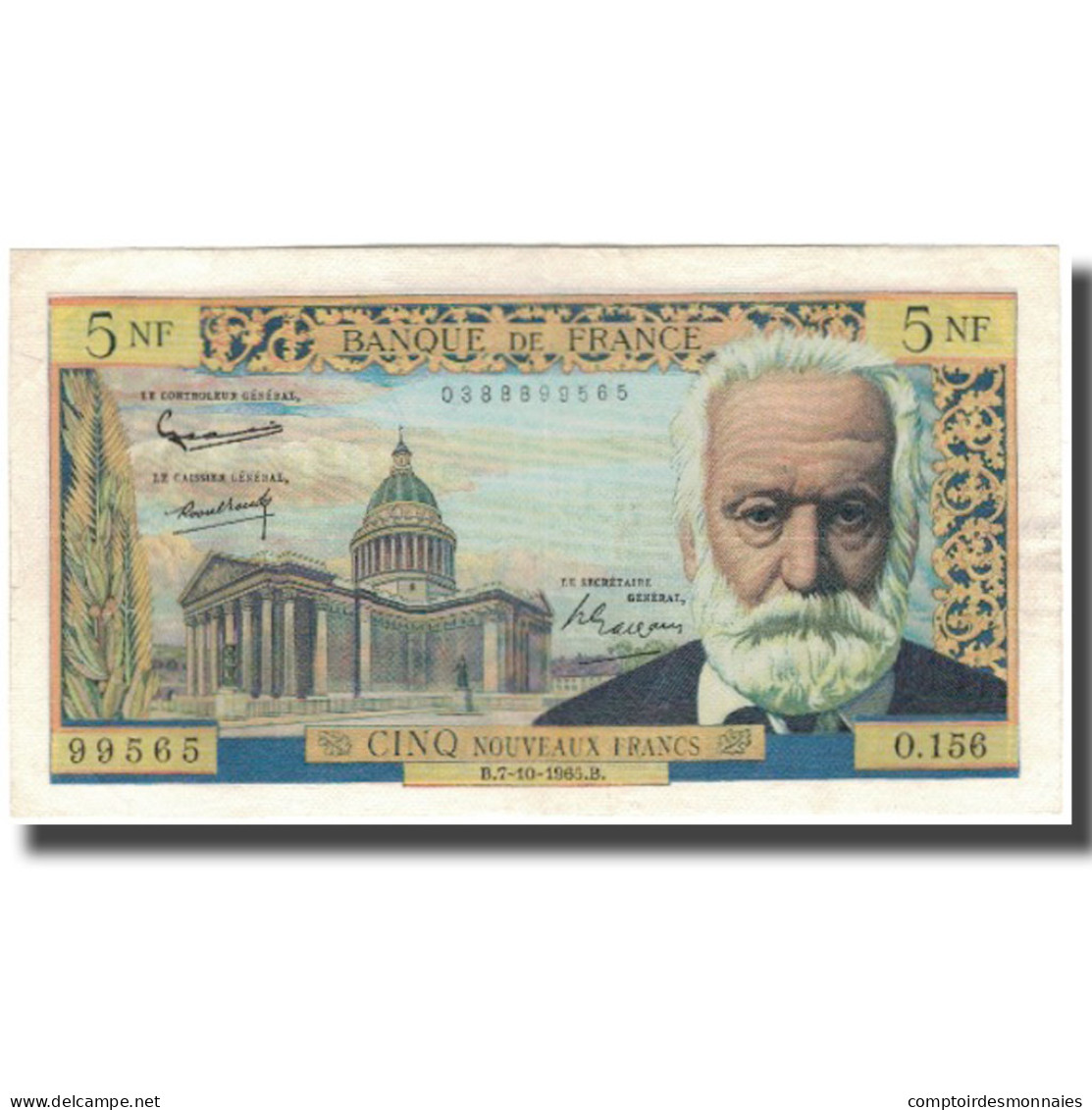 France, 5 Nouveaux Francs, Victor Hugo, 1965, 1965-10-07, TTB+, Fayette:56.20 - 5 NF 1959-1965 ''Victor Hugo''
