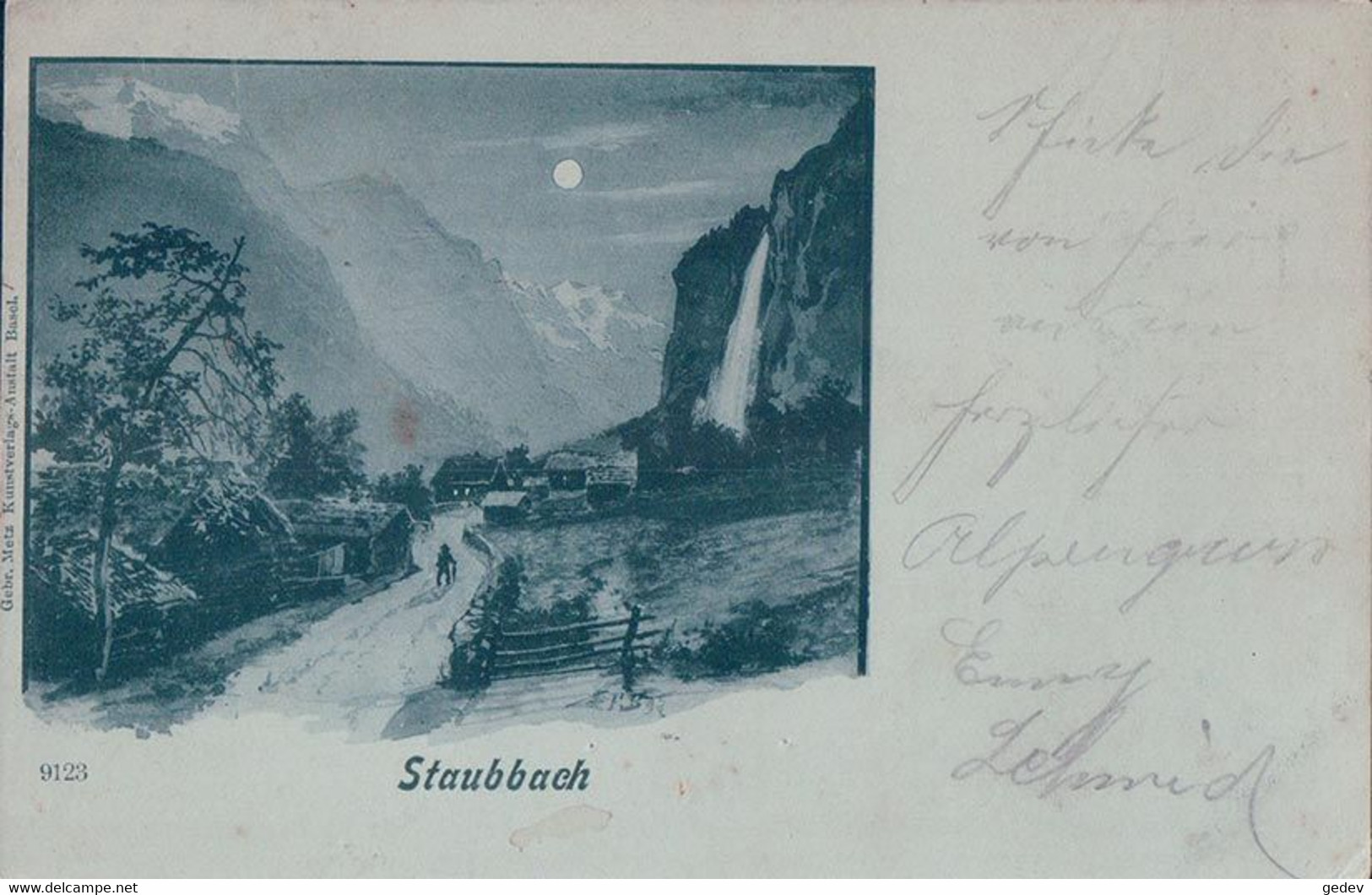 Lauterbrunnen BE, Staubbach Au Clair De Lune (9123) - Lauterbrunnen