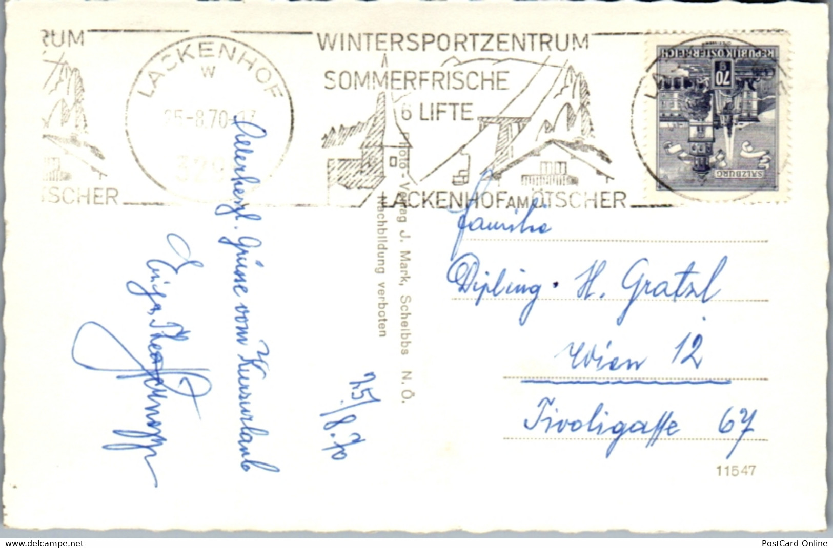 9850 - Niederösterreich - Ötscher , Ötscherhöhlen , Ötscherhaus , Mehrbildkarte - Gelaufen 1970 - Scheibbs