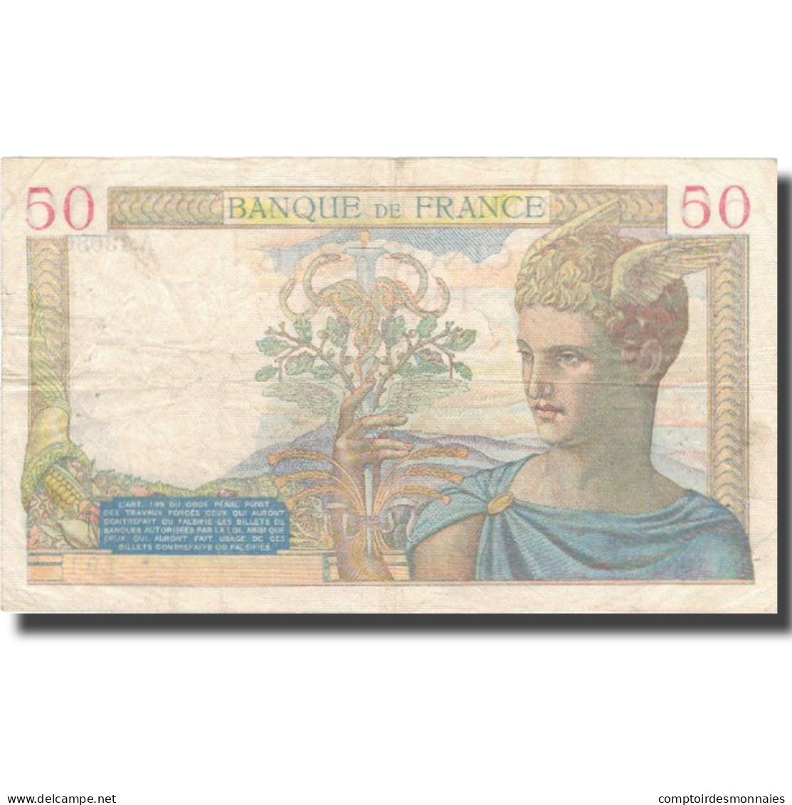 France, 50 Francs, Cérès, 1940, 1940-04-04, TTB, Fayette:18.42, KM:85b - 50 F 1934-1940 ''Cérès''