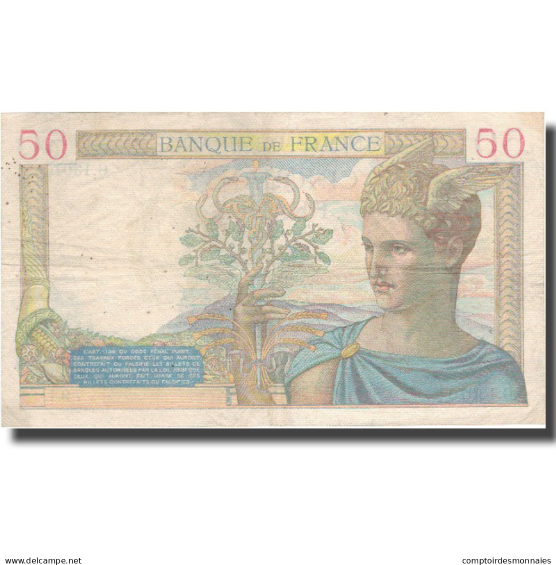 France, 50 Francs, Cérès, 1940, 1940-04-04, TTB, Fayette:18.42, KM:85b - 50 F 1934-1940 ''Cérès''