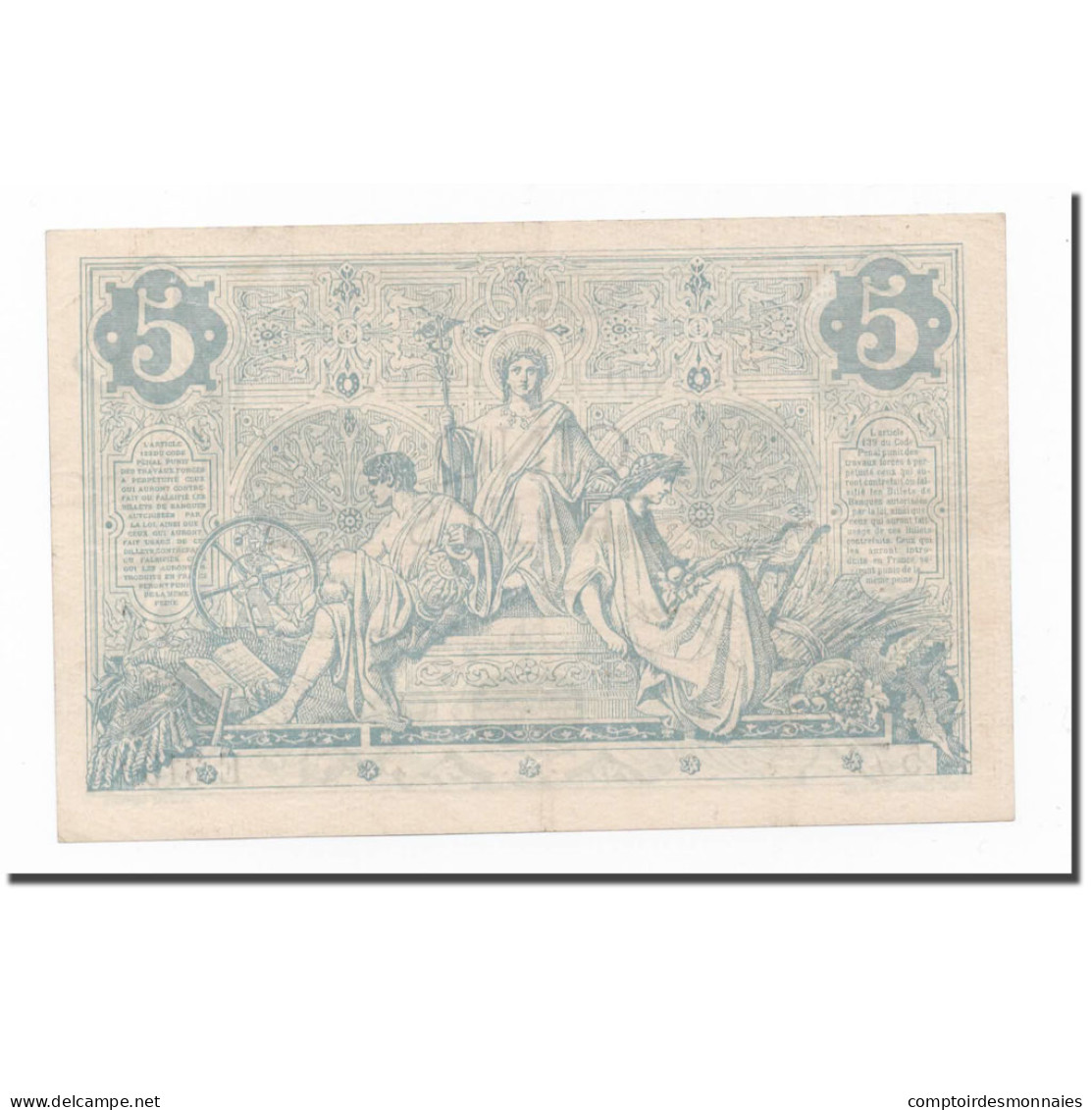 France, 5 Francs, Noir, TTB+, Fayette:01,23, KM:60 - ...-1889 Francs Im 19. Jh.
