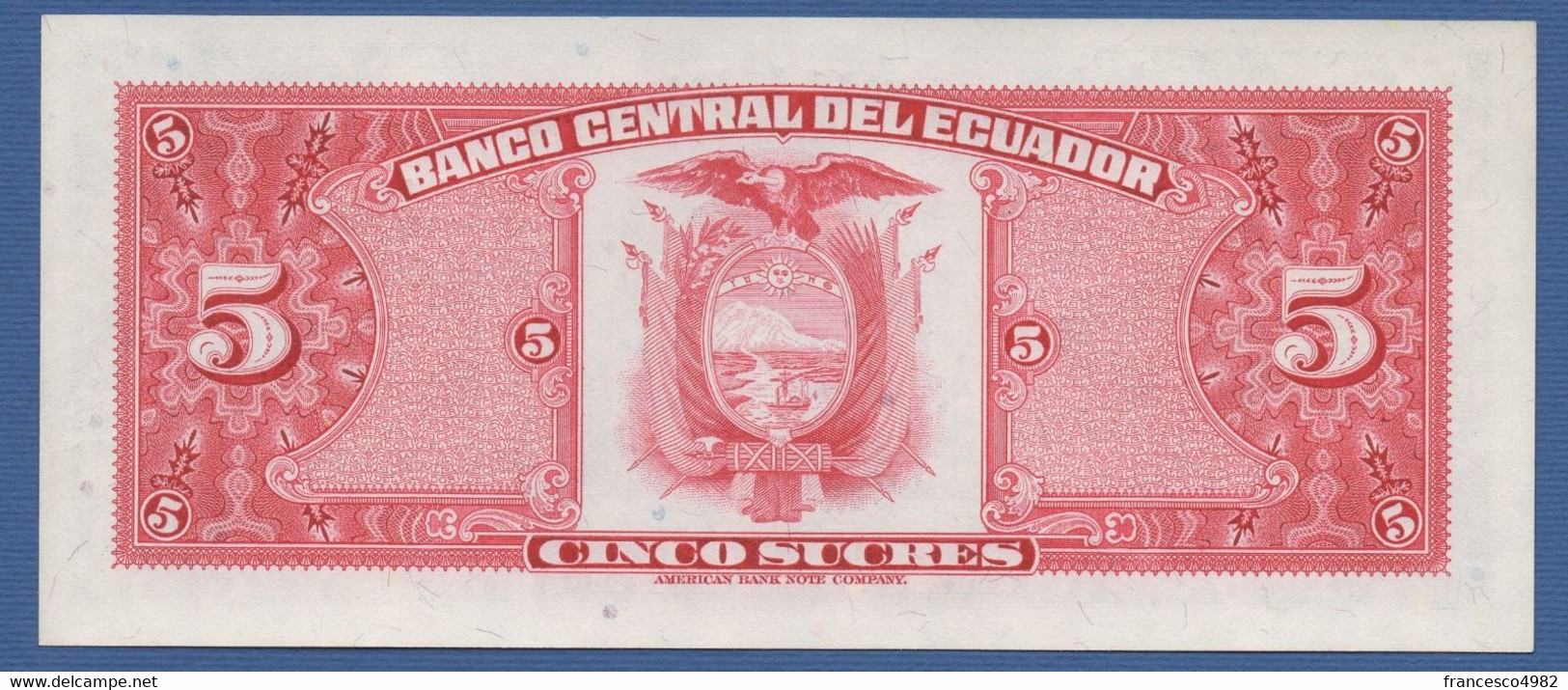 ECUADOR  - P.108b HY(1) – 5 Sucres 20.04.1983 UNC Series HY - Equateur