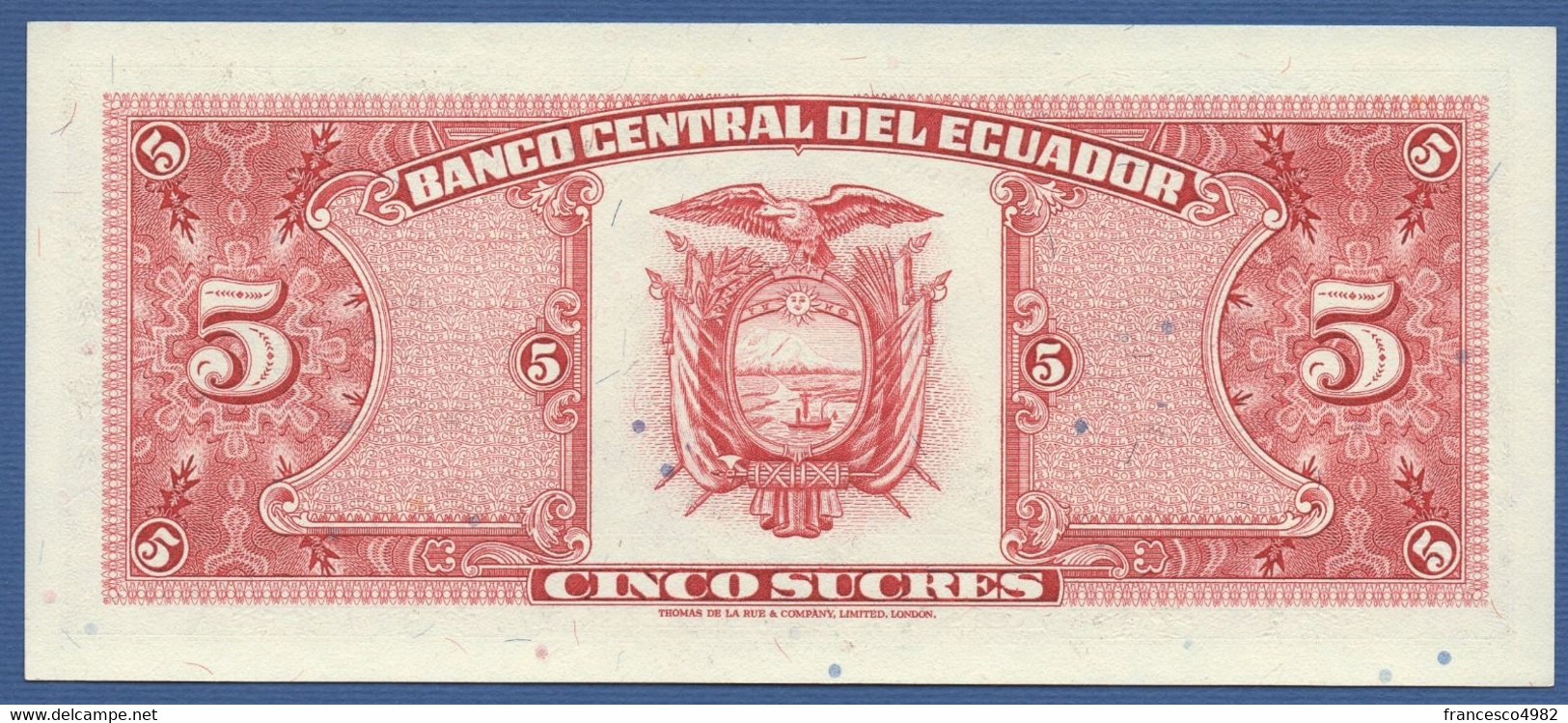 ECUADOR  - P.113d IE – 5 Sucres 22.11.1988 UNC Series IE - Ecuador