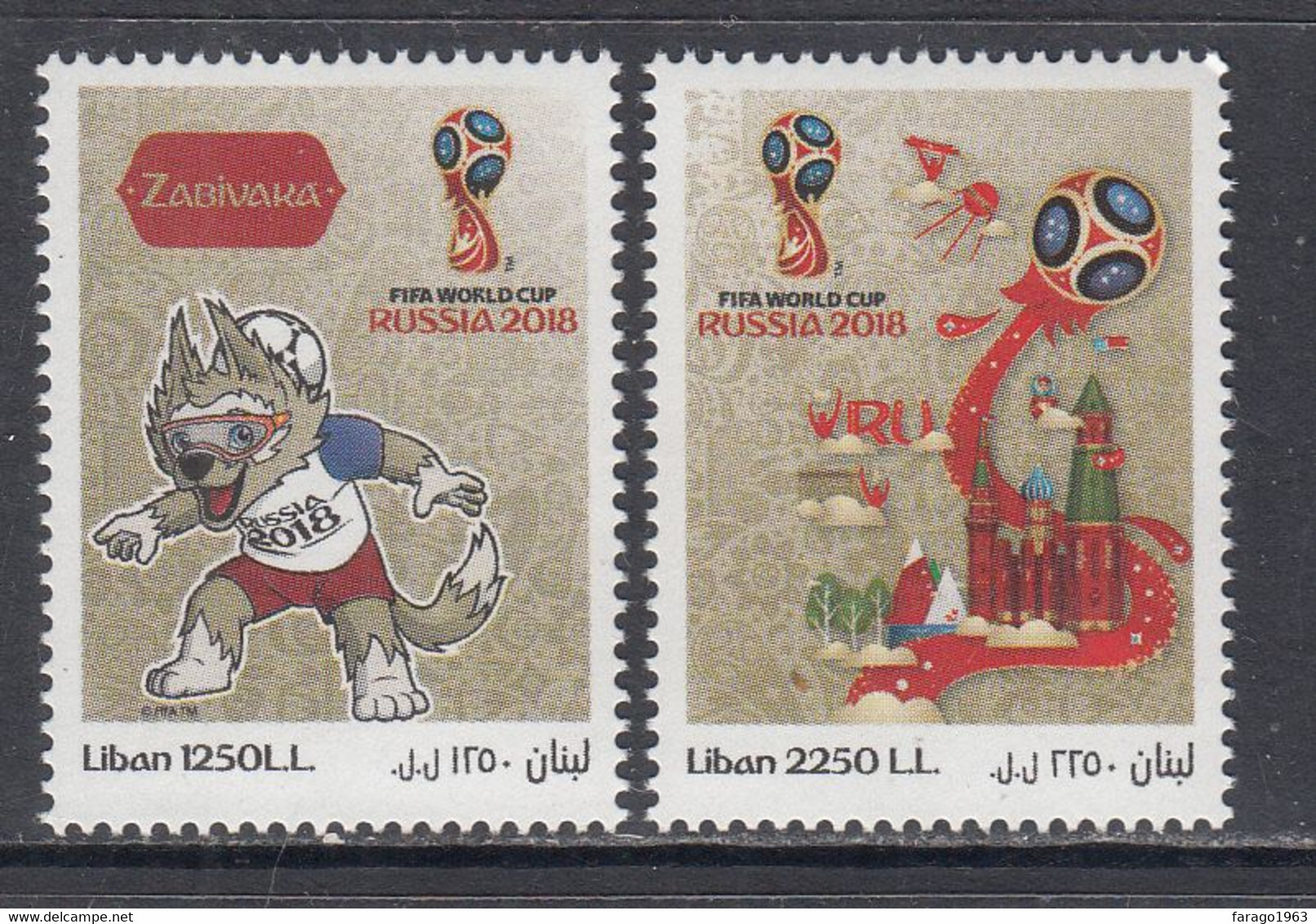 2018 Lebanon Liban World Cup Football Russia   Complete Set Of  2 MNH - Lebanon