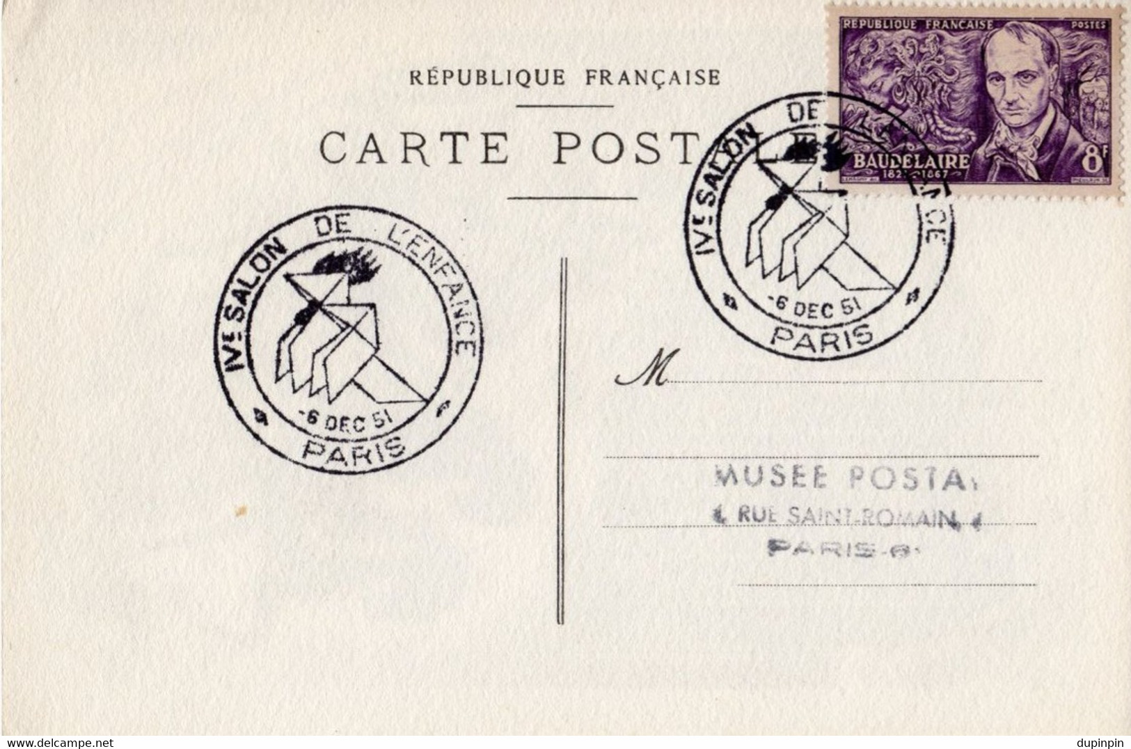 Carte Postale SALON DE L'ENFANCE 1951 - BAUDELAIRE 8F - 1950-1959