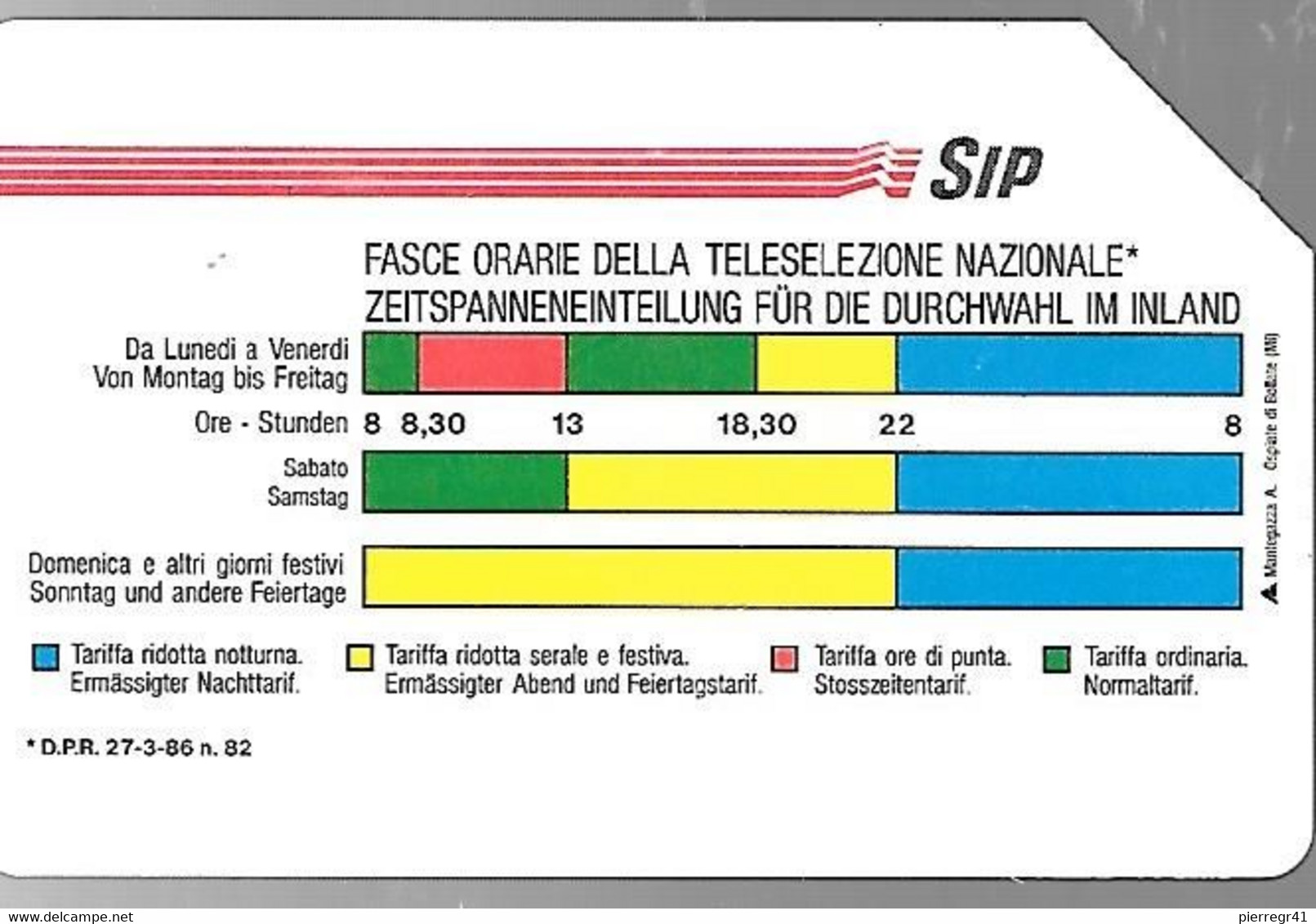 CARTE -ITALIE-PUBBLICHE-FASCE ORARIE-Ref N°16-Catalogue Golden-5000L/31/12/93-Carta Telefonica/Telefonk-Utilisé-BE-RARE - Public Precursors