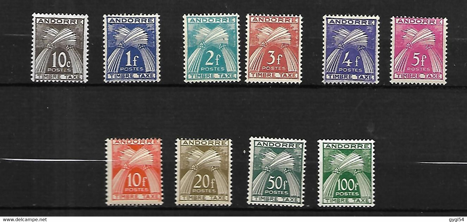 Andorre Timbres Taxe 1943 Cat Yt N °32  à 41 N** MNH - Other & Unclassified
