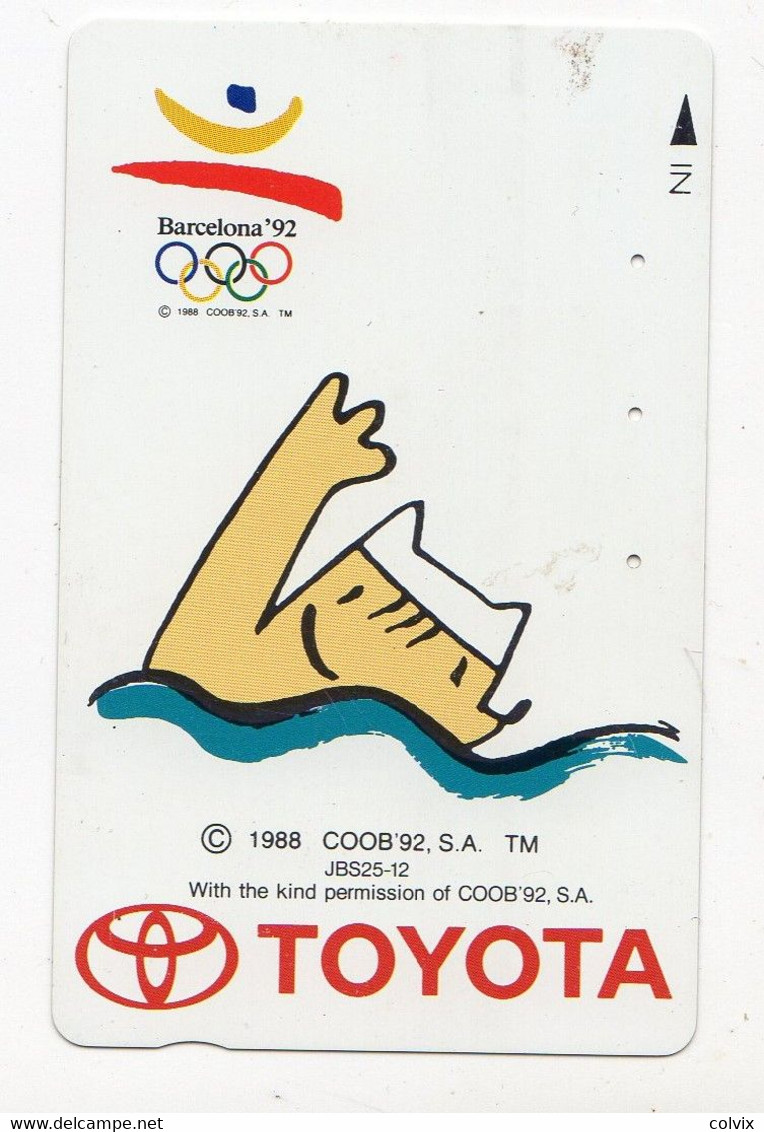 JAPON TELECARTE SPORT JEUX OLYMPIQUES BARCELONE 1992 NATATION TOYOTA - Olympische Spelen