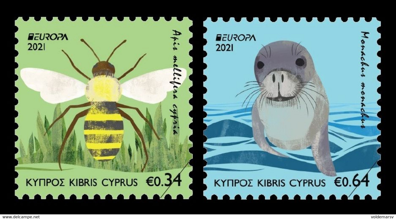 Cyprus 2021 Mih. 1456A/57A Europa. Fauna. National Endangered Wildlife. Honey Bee And Mediterranean Seal MNH ** - Unused Stamps