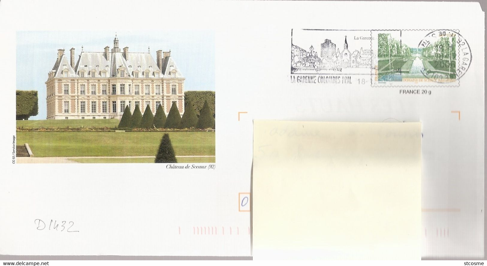 D1432 - Entier / Stationery / PSE - Domaine De Sceaux - Château De Sceaux (agrément 809 - 42K/0512823) - Prêts-à-poster:  Autres (1995-...)